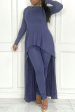 Orange Fashion Casual Solid Asymmetrical O Neck Long Sleeve Two Pieces