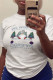 White Street Party Print O Neck T-Shirts