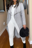 Grey Fashion Casual Solid Cardigan Turndown Collar Outerwear