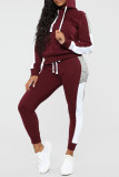 Black Casual Solid Patchwork Hooded Collar Long Sleeve Two Pieces
