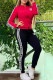 Red Fashion Casual Print Patchwork Zipper Collar Long Sleeve Two Pieces