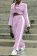 Light Purple Fashion Casual Solid Patchwork Turndown Collar Long Sleeve Two Pieces