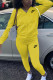 Yellow Sportswear Letter Solid Embroidered Hooded Collar Long Sleeve Two Pieces