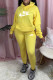 Yellow Fashion Sportswear Print Patchwork Hooded Collar Long Sleeve Two Pieces