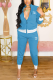 Blue Casual Print Letter Zipper Collar Long Sleeve Two Pieces
