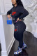 Black Fashion Casual Print Basic Zipper Collar Long Sleeve Two Pieces