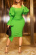 Green Sexy Solid Patchwork Asymmetrical Off the Shoulder One Step Skirt Dresses