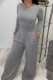 Grey Fashion Casual Solid Basic O Neck Long Sleeve Two Pieces
