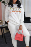 White Party Cute Print Letter O Neck Tops