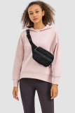 Pink Casual Solid Patchwork Pocket Hooded Collar Tops