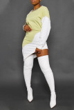 White Casual Solid Patchwork Asymmetrical O Neck Irregular Dress Dresses