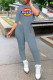 Grey Fashion Casual Print Asymmetrical Hooded Collar Half Sleeve Two Pieces
