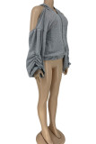Red Street Solid Hollowed Out Patchwork Frenulum Backless Fold Asymmetrical Hooded Collar Outerwear