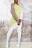 White Casual Solid Patchwork Asymmetrical O Neck Irregular Dress Dresses