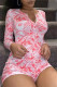 Colour Casual Living Print Basic V Neck Long Sleeve Skinny Rompers