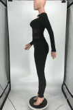 Grey Sexy Solid Mesh Square Collar Long Sleeve Two Pieces