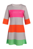 Colorful Fashion Casual Striped Printed Loose Dress
