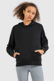 Pink Casual Solid Patchwork Pocket Hooded Collar Tops
