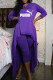 Purple Fashion Casual Letter Asymmetrical O Neck Three Quarter Two Pieces