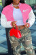 Rose Red Fashion Casual Print Patchwork O Neck Outerwear