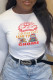 White Daily Cute Character Print Patchwork O Neck Tops