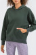 Ink Green Casual Solid Patchwork Pocket Hooded Collar Tops