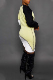 White Casual Solid Patchwork Asymmetrical O Neck Irregular Dress Dresses