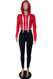 Red Casual Sportswear Print Patchwork Zipper Hooded Collar Long Sleeve Two Pieces
