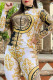 Multicolor Fashion Street Print Patchwork Zipper Collar Long Sleeve Two Pieces