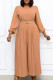 Khaki Fashion Casual Solid With Belt O Neck Regular Jumpsuits