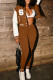 Brown Fashion Casual Patchwork Embroidered Long Sleeve Two Pieces