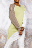 White Casual Solid Patchwork Asymmetrical O Neck Irregular Dress Dresses