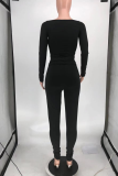 Grey Sexy Solid Mesh Square Collar Long Sleeve Two Pieces