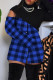 Blue Casual Plaid Patchwork Turtleneck Tops