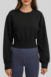 Light Green Casual Sportswear Solid Patchwork O Neck Tops