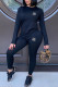 Black Fashion Sexy Hot Drilling Patchwork O Neck Long Sleeve Two Pieces
