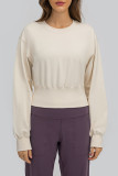 Light Green Casual Sportswear Solid Patchwork O Neck Tops