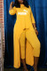 Yellow Fashion Casual Letter Asymmetrical O Neck Three Quarter Two Pieces