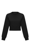 Light Green Casual Sportswear Solid Patchwork O Neck Tops