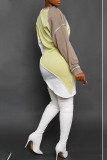 White Casual Solid Patchwork Asymmetrical O Neck Irregular Dress Dresses