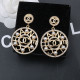 Gold Fashion Celebrities Letter Patchwork Pearl Hot Drill Earrings