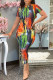 Multicolor Fashion Casual Tie Dye Printing O Neck Short Sleeve Dress