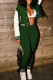 Army Green Fashion Casual Patchwork Cardigan Pants Long Sleeve Two Pieces