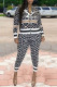 Black Fashion Casual Print Patchwork Letter Mandarin Collar Long Sleeve Two Pieces