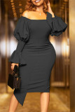 White Fashion Sexy Solid Backless Asymmetrical Off the Shoulder Long Sleeve Dresses