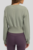 Light Green Casual Sportswear Solid Patchwork O Neck Tops