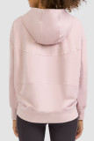 Pink Casual Solid Patchwork Pocket Hooded Collar Tops