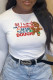 White Party Cute Print Patchwork O Neck Tops