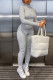 Grey Casual Solid Patchwork Turtleneck Regular Jumpsuits