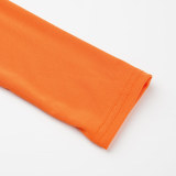 Orange Sexy Solid Hollowed Out Patchwork O Neck Straight Jumpsuits